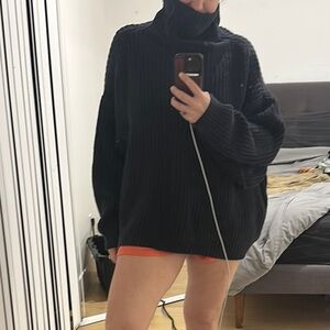 Free People Cozy Black Turtleneck Sweater Size L